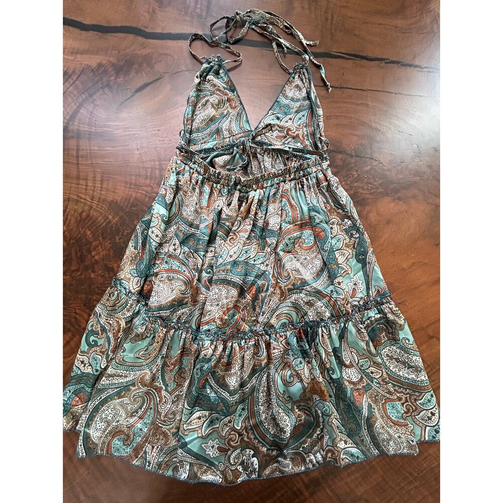 Subdued Made in Italy Paisley Halter Mini Dress - Y2K Style Size 2 - Picture 3 of 6